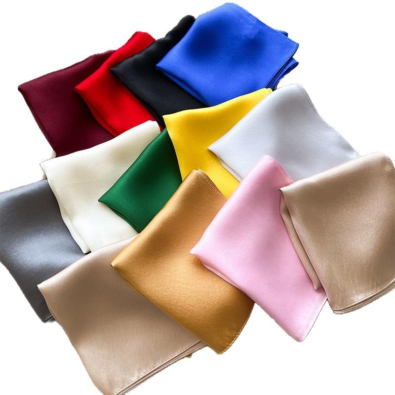 Korean version plain color high-end silk scarf women's 53 mulberry silk square scarf summer solid color versatile silk square scarf scarf