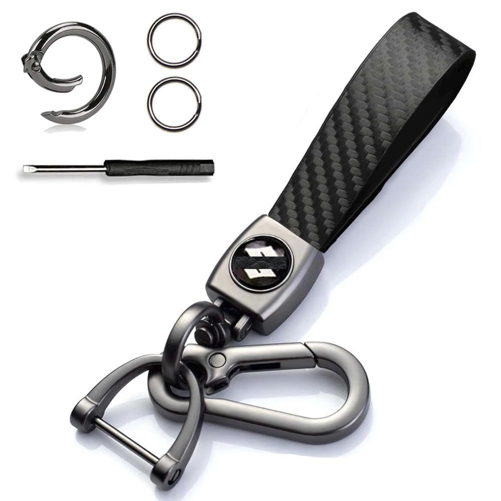 [EZRA] Keychain Genuine Leather Key Exquisite Carbon Fiber Texture Leather