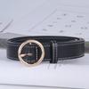 Womens Black Faux Leather Belt With Alloy Buckle Slim Adjustable Waistband Jeans Casual Outfits