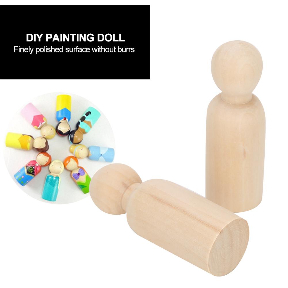 10pcs 75mm Male DIY Painting Dolls Wooden Children Painting Figure Toy Craft