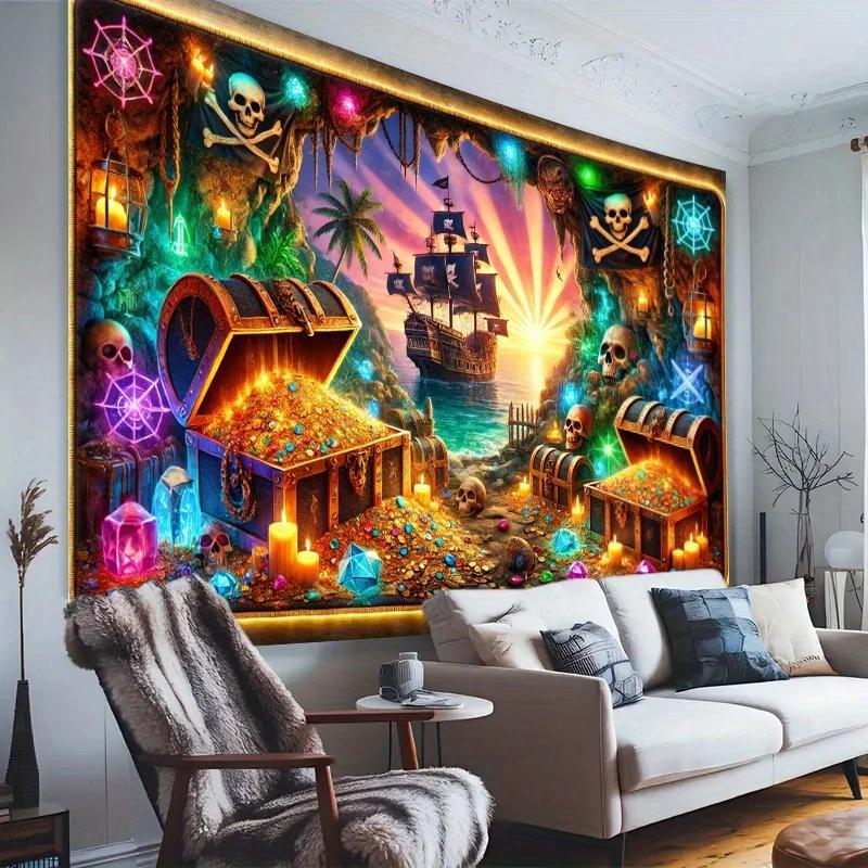 1 Pirate treasure cave polyester photography background multi-purpose holiday party birthday studio prop durable polyester