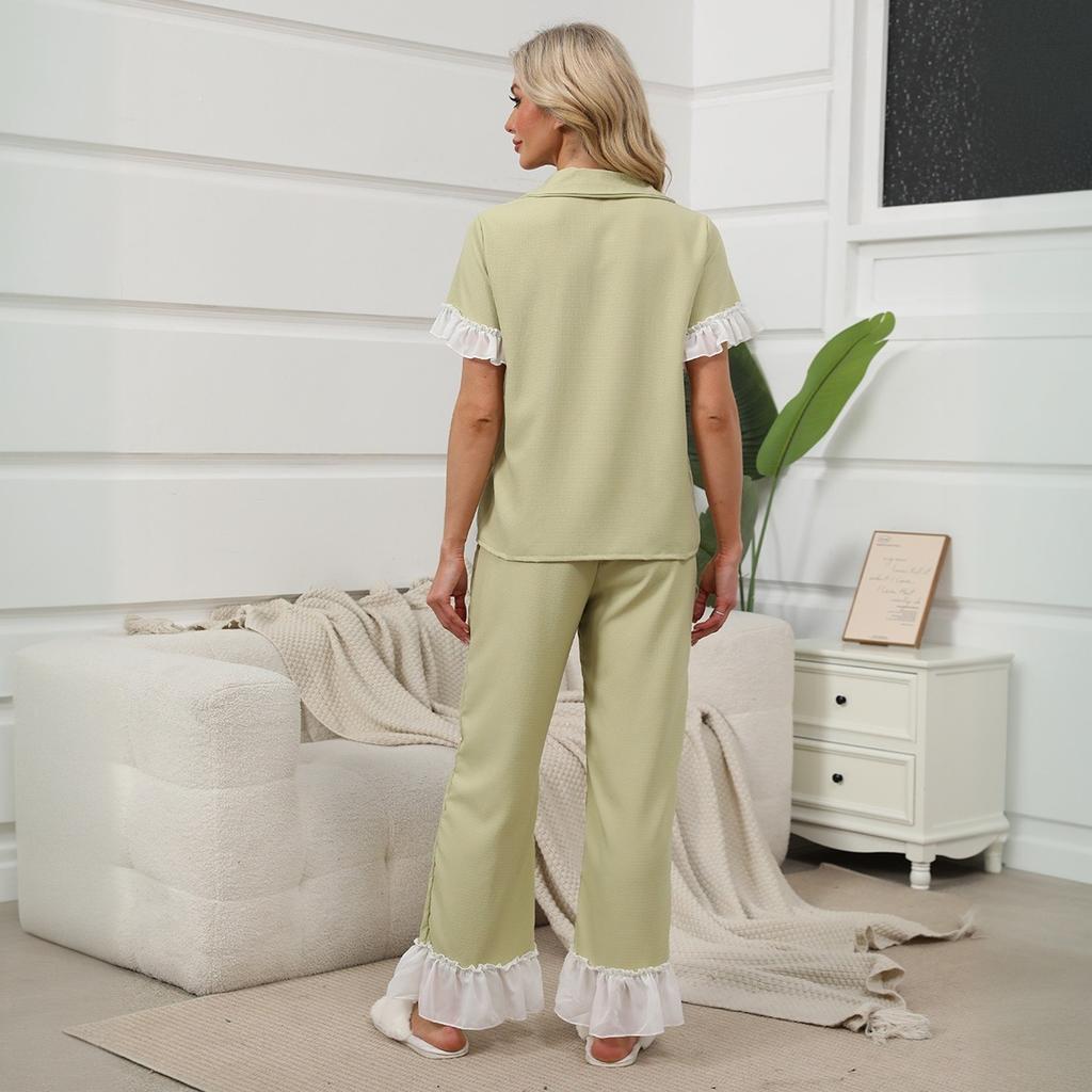 Sleepwear Women's Summer Lightweight Bubble-sheen Soft Lace-edge V-neck Cardigan, Can Be Worn Outside.