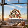 Waterproof Holiday Glass Decor Watercolor Christmas Hedgehog Static Window Cling, Cozy Tree Hole Winter Atmosphere Scenes Sticker, No?Glue