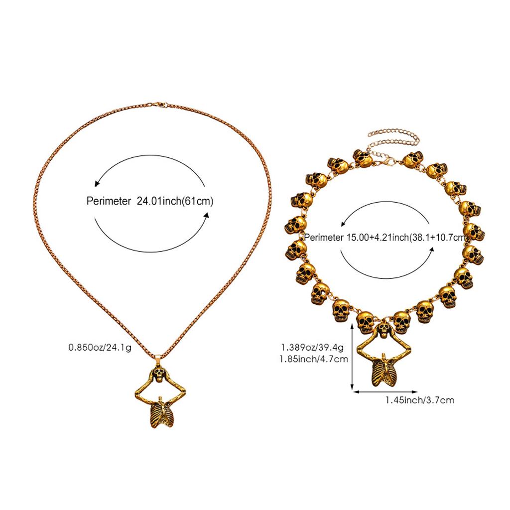 Collier pendentif os de squelette créatif de personnalité Halloween style hip-hop rétro