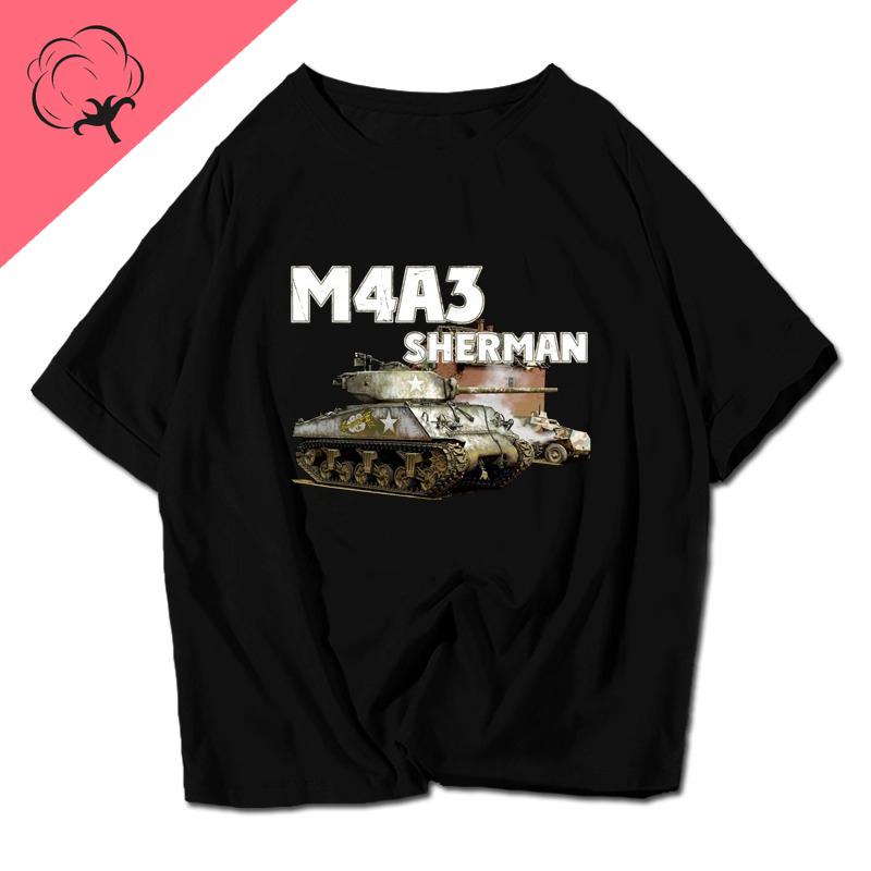 World War Ii Tank World Tiger M4 Military Enthusiast Short Sleeved TShirt Cotton Vintage Unisex Clothes