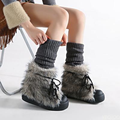 Autumn and Winter Fashion Trend Retro Big Toe Boots for Women Warm and Cold Resistant Thick Soled High Rise Snow Boots