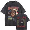 Gewassen Vintage The Notorious Big Wereldtour T-shirt Biggie Smalls Print T-shirts Mannen Vrouwen Hip Hop T-shirts