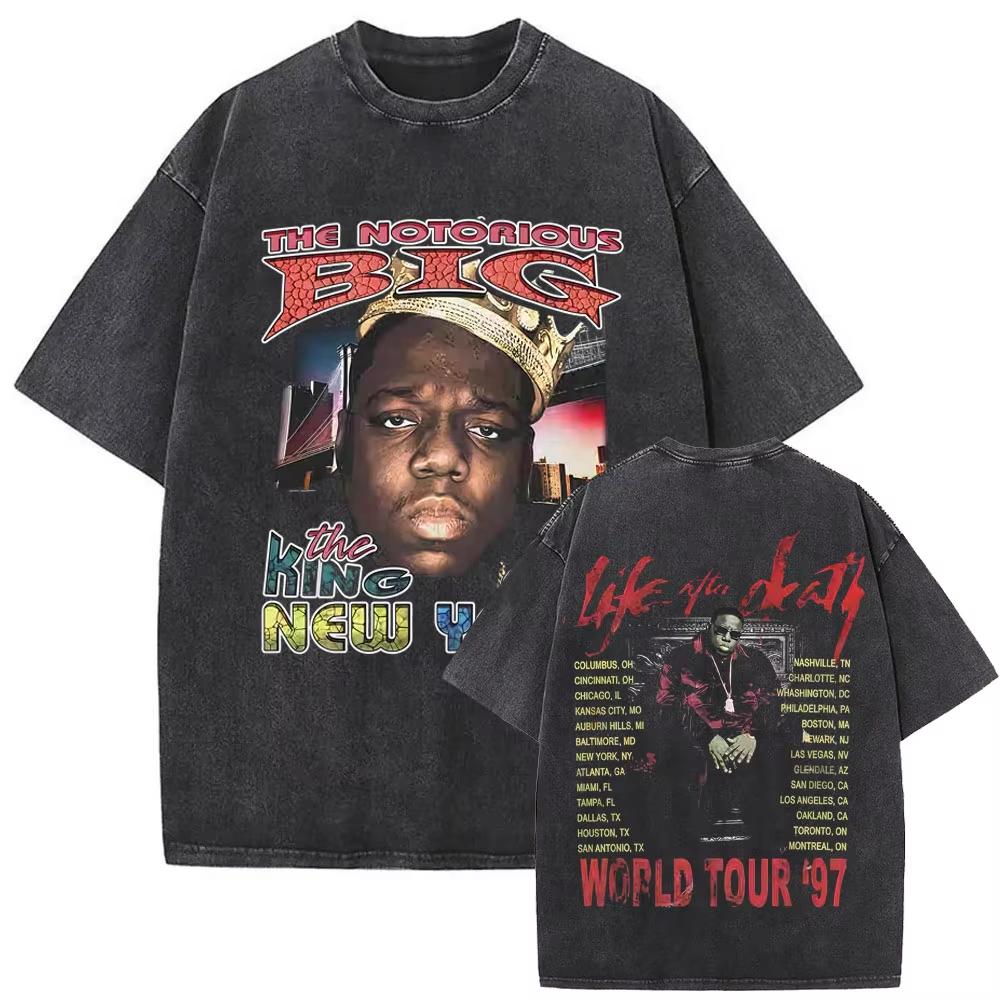 Washed Vintage  The Notorious Big World Tour  Tshirt Biggie Smalls Print T Shirts Men Women Hip Hop  Tshirts M