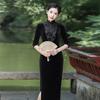 Catwalk Cheongsam 1011 New Black Velvet Temperament Long Thin Old Shanghai Retro Chinese Style Gentle Like Water