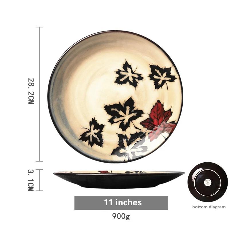 

Европейская круглая тарелка 8-14 дюймов Подглазурная фруктовая креативная тарелка Подставка для торта Поднос для фруктов Тарелка для стейков Керамическая расписанная вручную тарелка-A