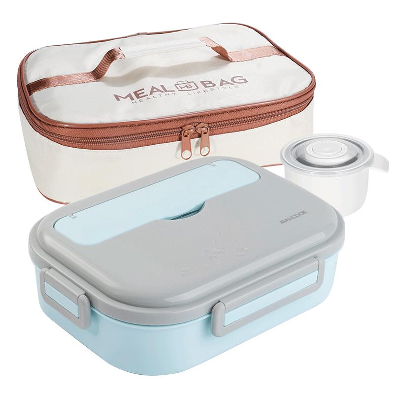 MAXCOOK 316L Stainless Steel 4-Compartment Lunchbox with Cutlery Bag