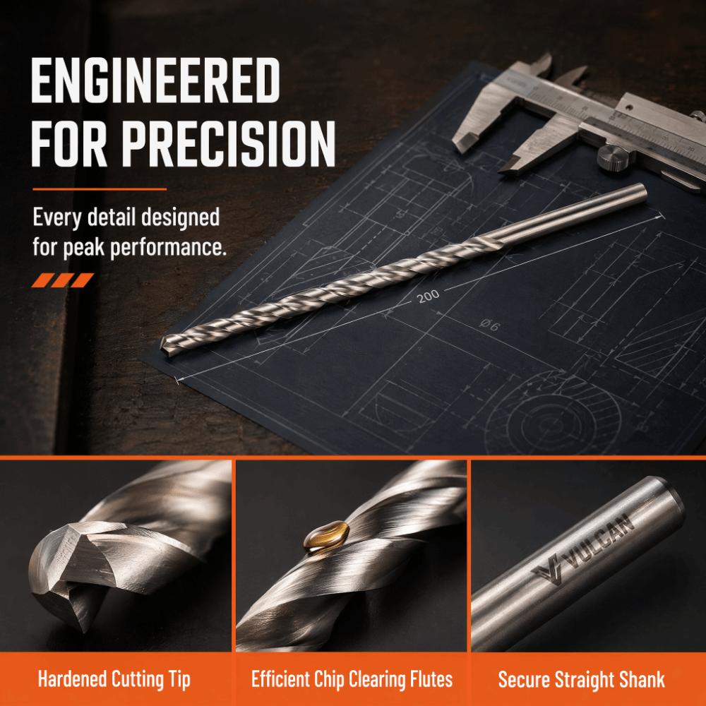 2PCS High Speed Steel Twist Drill Bits 6mm Diameter Auger Drill Bits For Hardened Metal