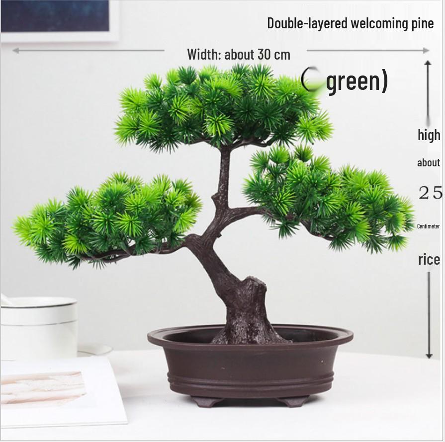 Artificial Bonsai Pine Tree for Indoor Decoration - Small Green Plant Ornament for Home or Living Room