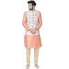 Manyavar Men's Art Silk Other Kurta Pyjama with Waist Coat (JAST099-333)
