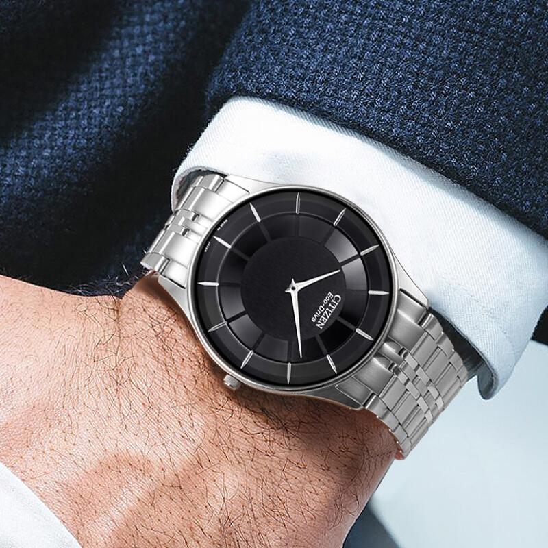 Citizen Eco-Drive Series 30m Water Resistant Solar Quartz Movement Stainless Steel Watch Men watches Black AR3010-65E