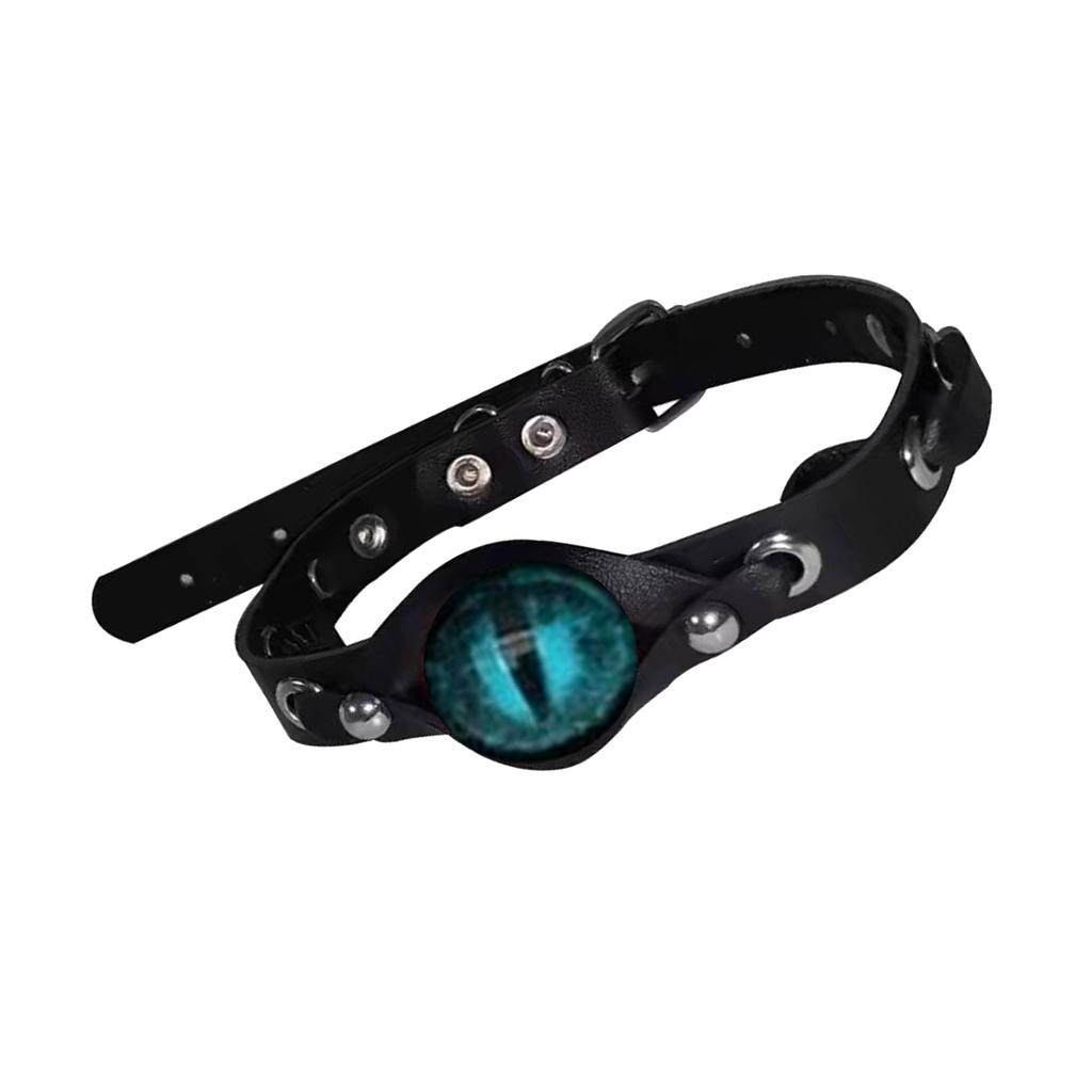 Gothic Punk Choker Necklace With Demons Eye Designs Fashion Accessory for Women Craft of PU Leather And Resin Alloy