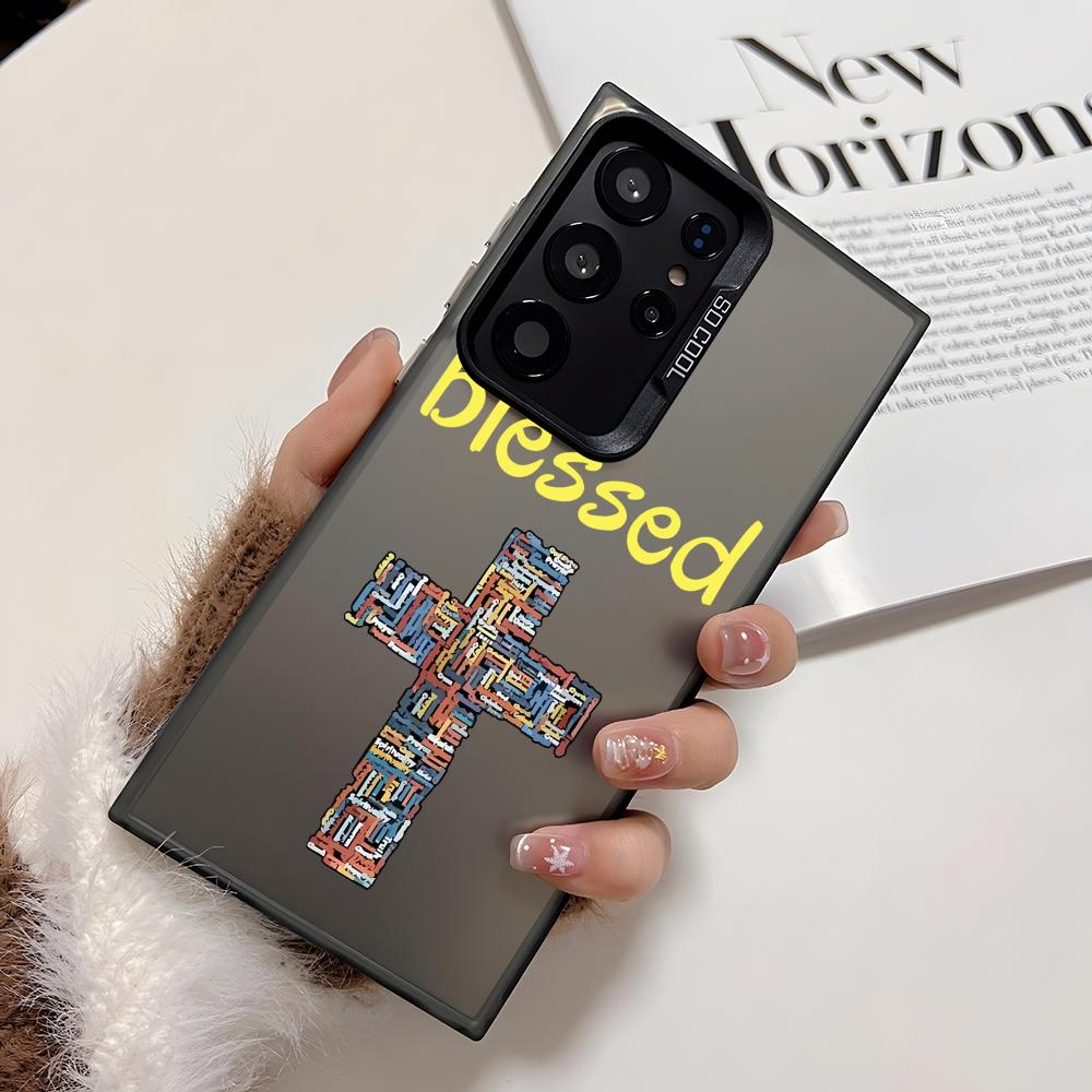 Fashion God Cross Phone Case For Samsung Galaxy S25 Edge S24 S23 S22 S21 S20 Ultra Funda Silicone Silver Cover