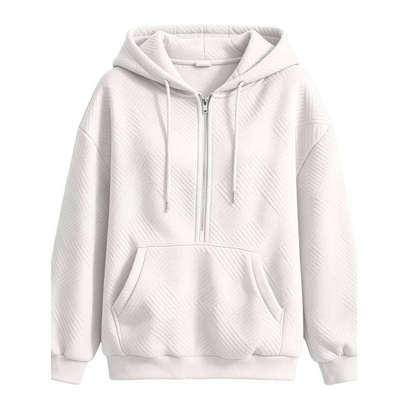 Womens Basic Hoodie With Drawstring Pockets And Zipper For Casual Wear