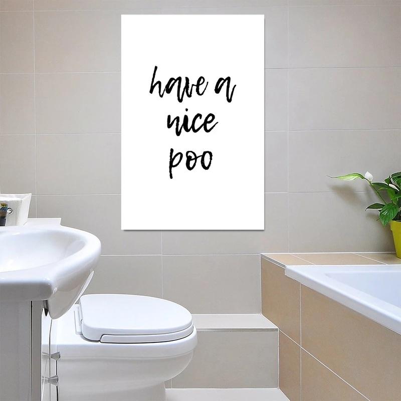 Funny Toilet Poster Bathroom Wall Art Prints Rock and Roll Minimalism Canvas Painting Quote Have a Nice Poo WC Sign Home Decor