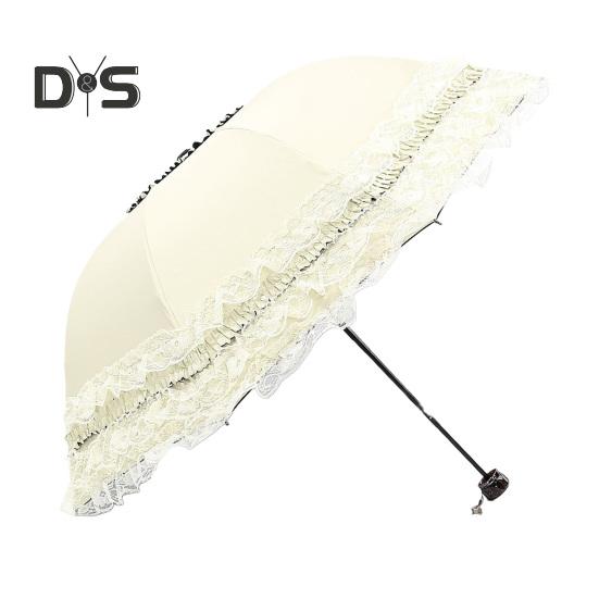 

Кружевной складной зонт, портативный, солнцезащитный, с защитой от ультрафиолета, ветрозащитный, легкий, водонепроницаемый, дорожный, мини-зонт от солнца и дождя, карманный зонт бежевый