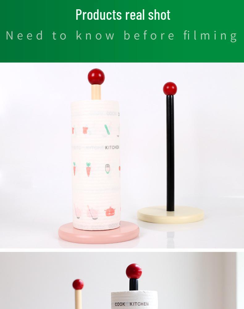 Solid Wood Tissue & Cling Film Organizer: Creative Vertical Holder for Home Kitchen & Bathroom.