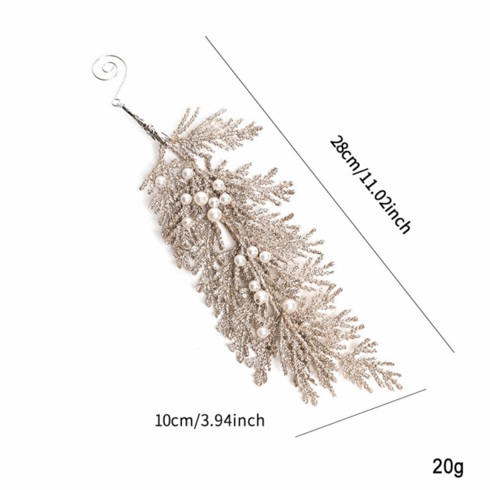 Handmade Glitter Branches Christmas Tree Pendant DIY Realistic Christmas Cypress Leaf Christmas Ornament New Year Decor