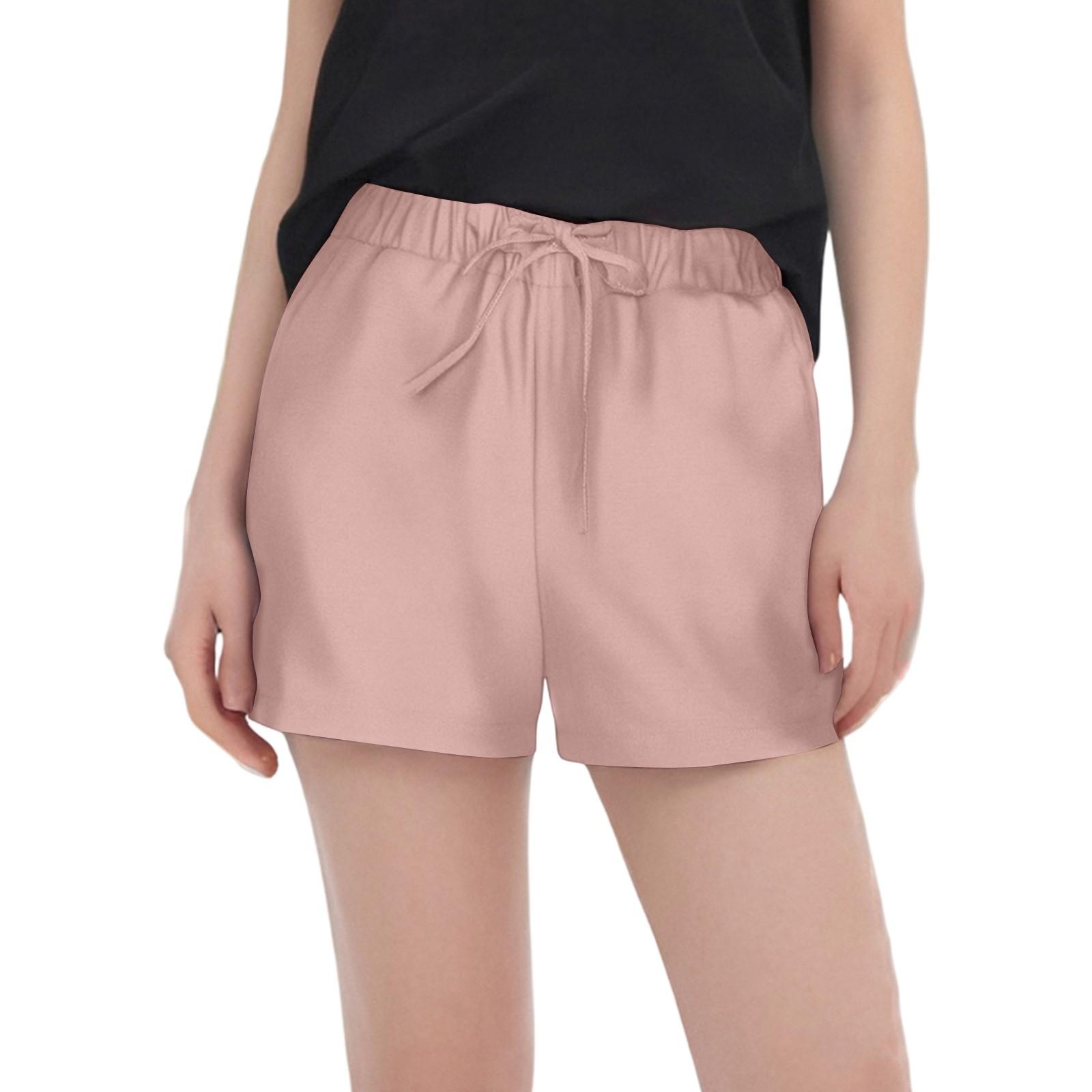 

Женские повседневные однотонные шорты с высокой талией и эластичным поясом XXL розовый