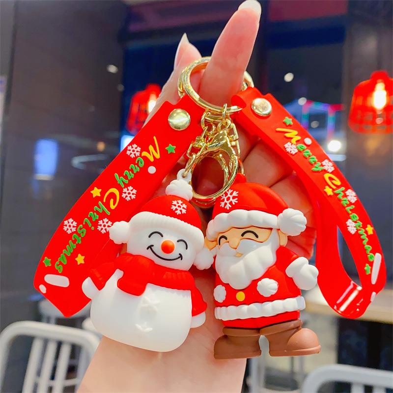 Cartoon Cute Santa Keychain Pendant Car Key Chain Schoolbag Pendant Christmas Gift
