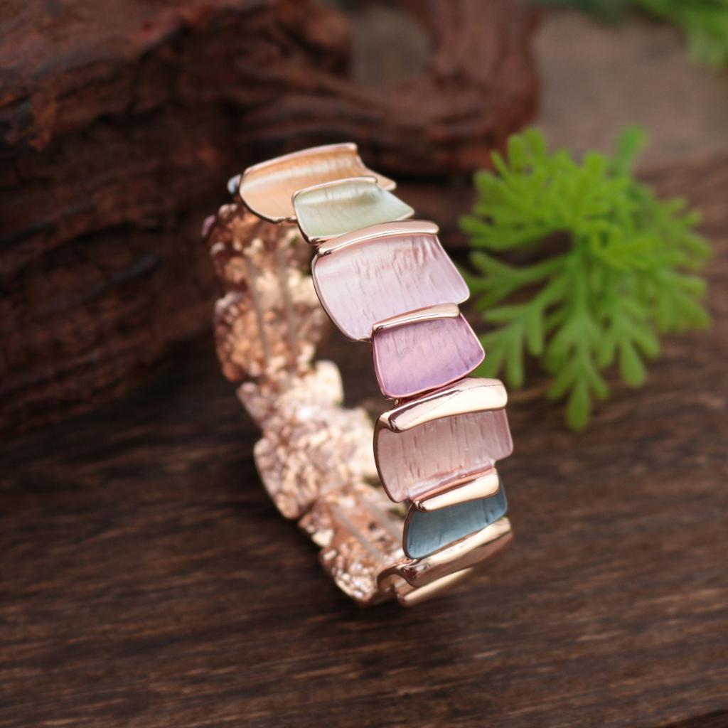 Color painting oil geometric square elastic bracelet, women's personalized simple geometric versatile bracelet