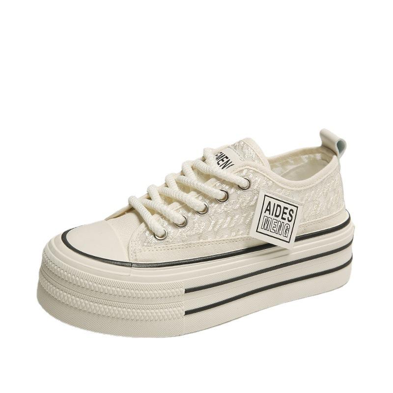 

Женские повседневные парусиновые туфли на толстой подошве 2024 года, летняя новая корейская версия, модный тренд, женские универсальные удобные кроссовки 40