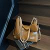 Niche design sense locomotive style cool soft leather double shoulder tote bag fashionable versatile large capacity shoulder messenger bag women