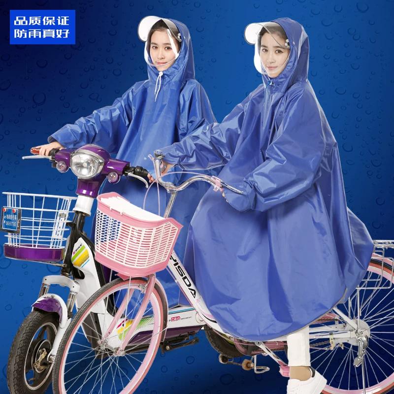Bicycle Raincoat Adult Male and Female Students Cycling Bicycle Thick Mountain Bike Poncho with Double Brim Plus Size