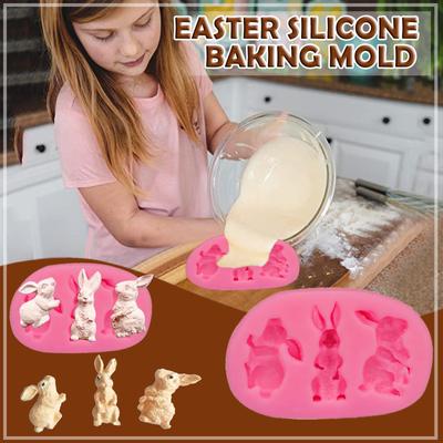 Ostern-Silikon-Backform-Kuchen-Dekoration-Kaninchen-Korb-Blumen-Hasen-Eier