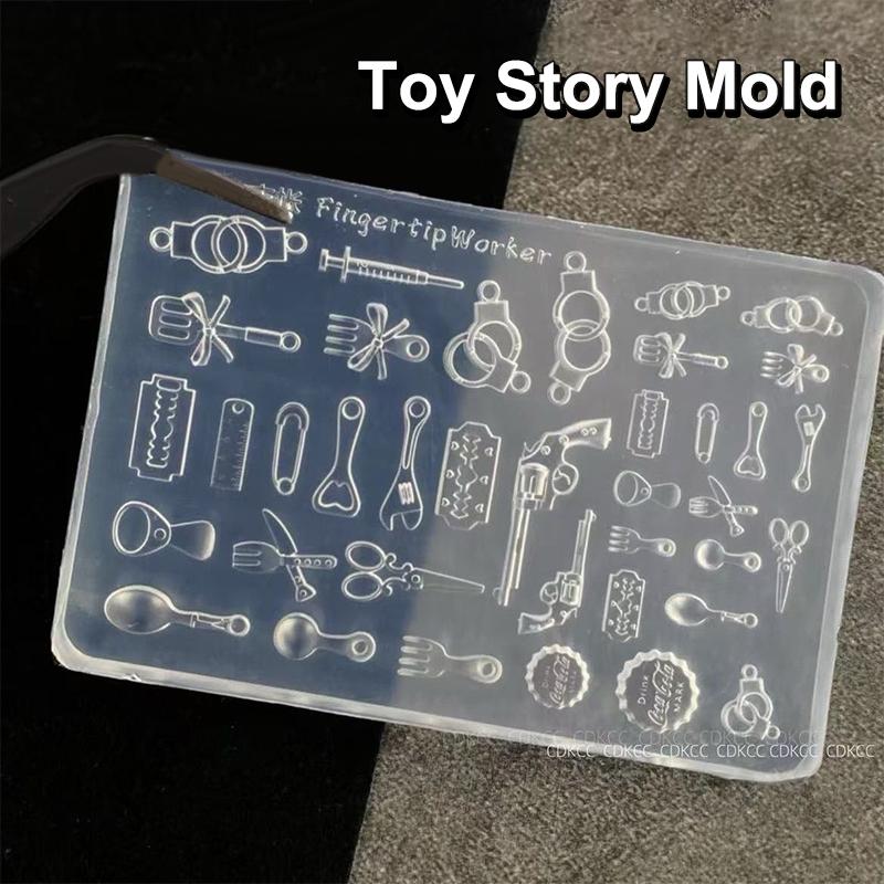 3D Nail Mold Silicone Tableware Handcuffs Funny Toys Resin Manicure Charms Molds For Diy Halloween Accessories Nail Parts Tools