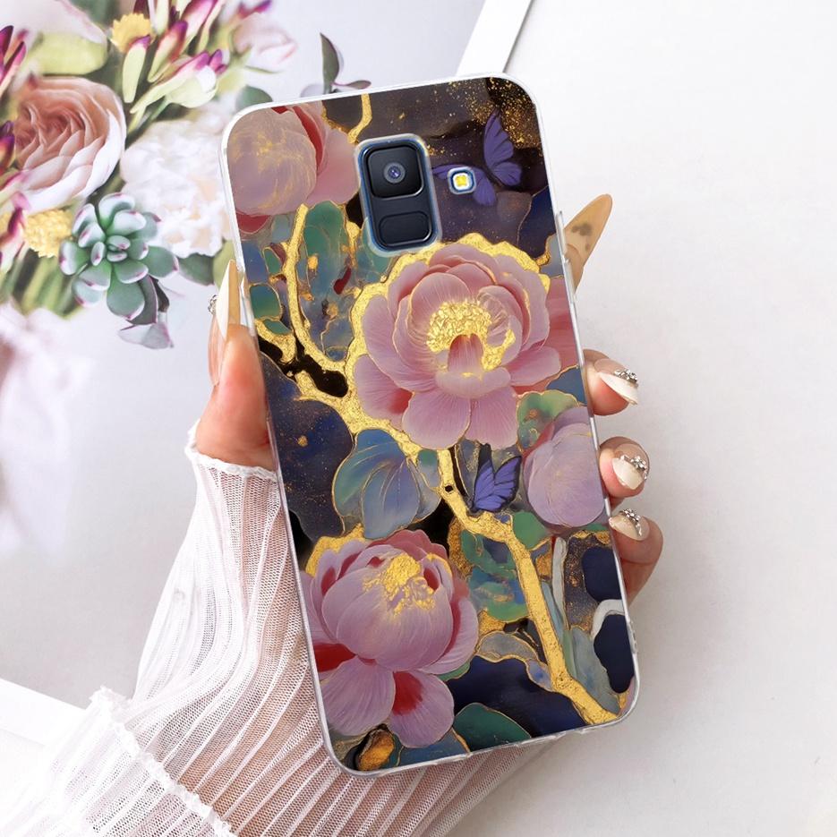 For Samsung Galaxy A6 2018 Case SM-A600F Luxury Butterfly Painted Cover Soft Silicone Shell For Samsung A6 Plus A6+ A605F Fundas