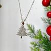 Christmas Tree Pendant Necklace with Star and Cubic Zirconia