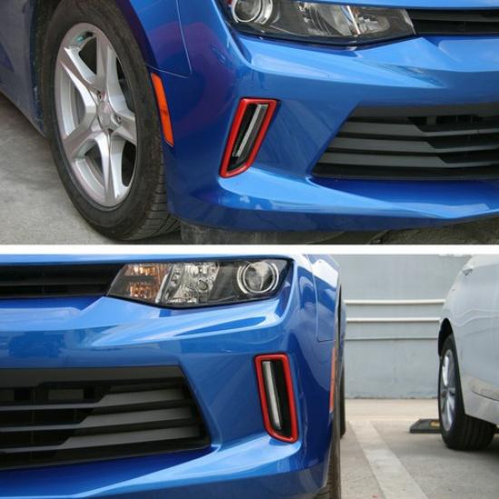 Red Daytime Running Light Lamp Cover Trim Frame For Chevrolet Camaro 2017-