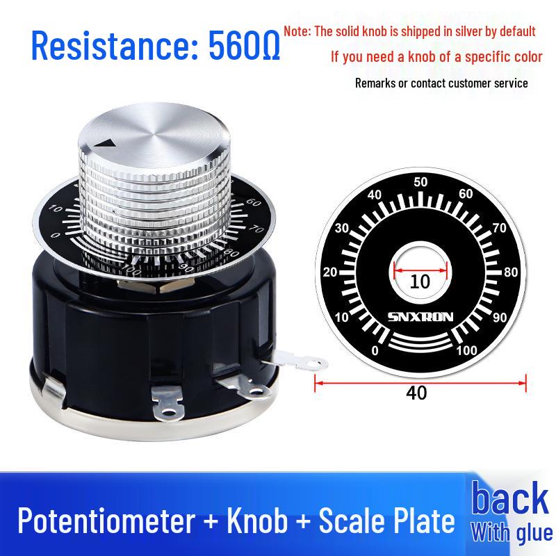 WX112 050 Adjustable Single-Turn Wirewound Potentiometer: 47, 560 Ohm, 1K, 2.2K, 4.7K, 10K, 47K Knob
