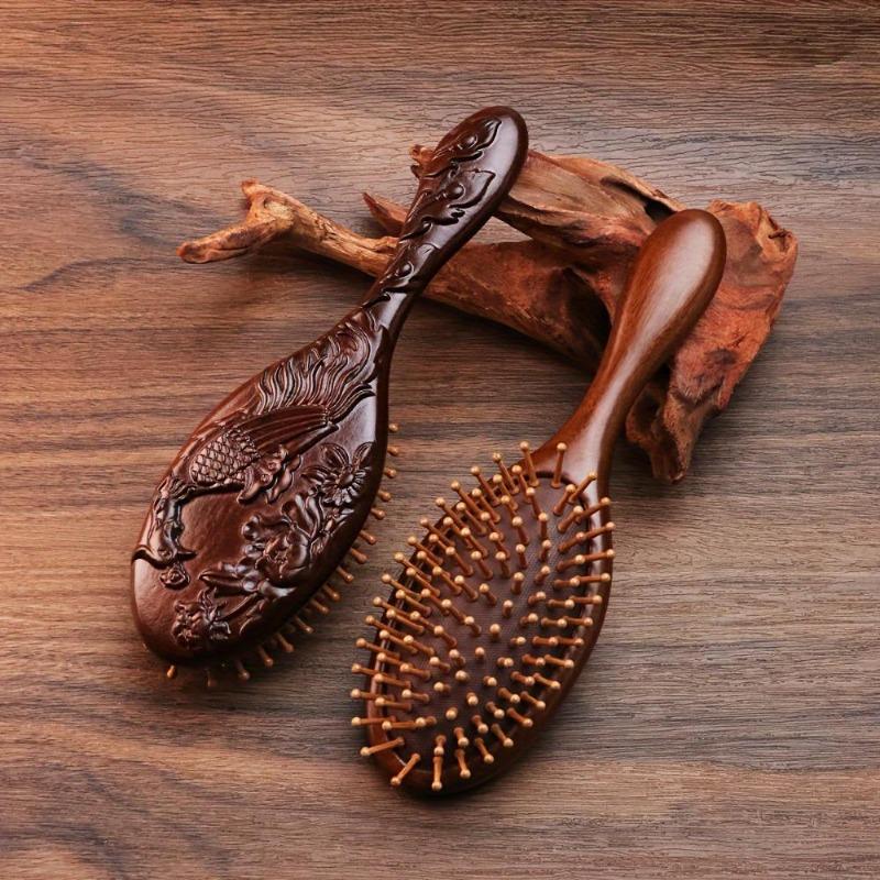 Sandalwood Air Cushion Comb Wooden Hair Styling Comb Oval Scalp Massage Brush Comb