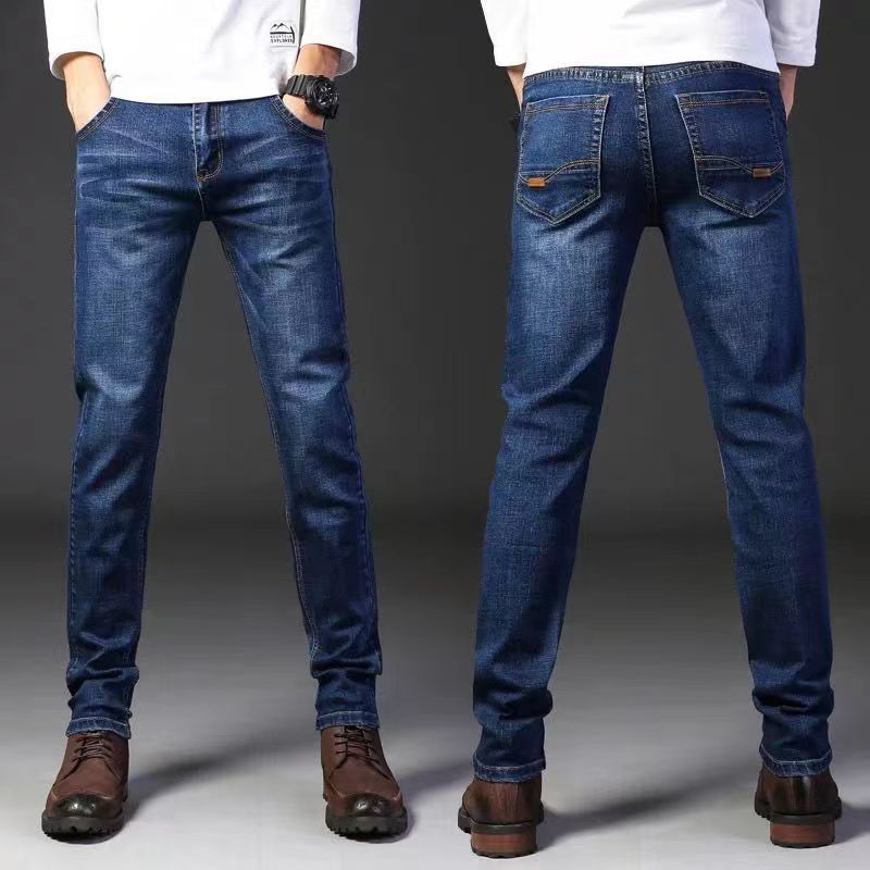 Jeans elasticizzati versatili da uomo per tutte le stagioni, Jeans da uomo a vita alta taglie forti, Pantaloni a gamba dritta