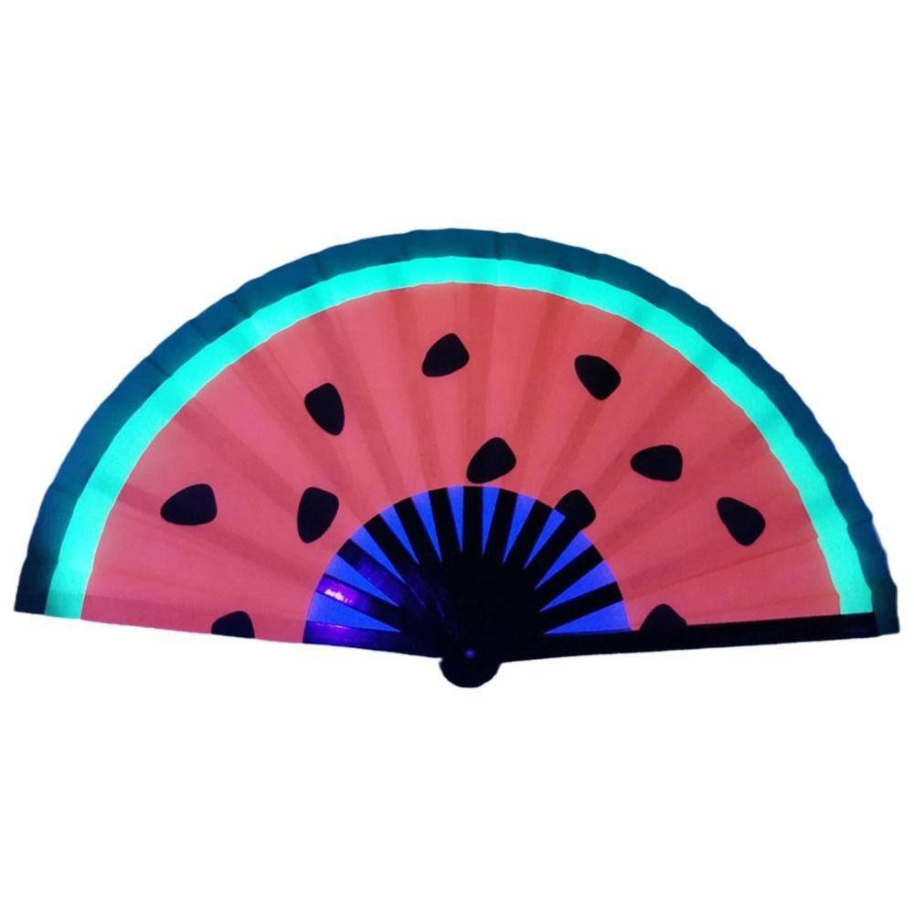Fans with Lights Large Folded Hand Fan Folding Large Foldable Handheld Rave Fan 33cm Colorful Rainbow Folding Fan Dance