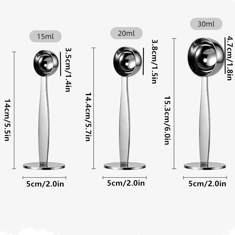 2-in-1 Stainless Steel Coffee Scoop 15/20/30ml Tamping Dual-Purpose Coffee Spoon Powder Hammer Tamper Measuring And Tamping