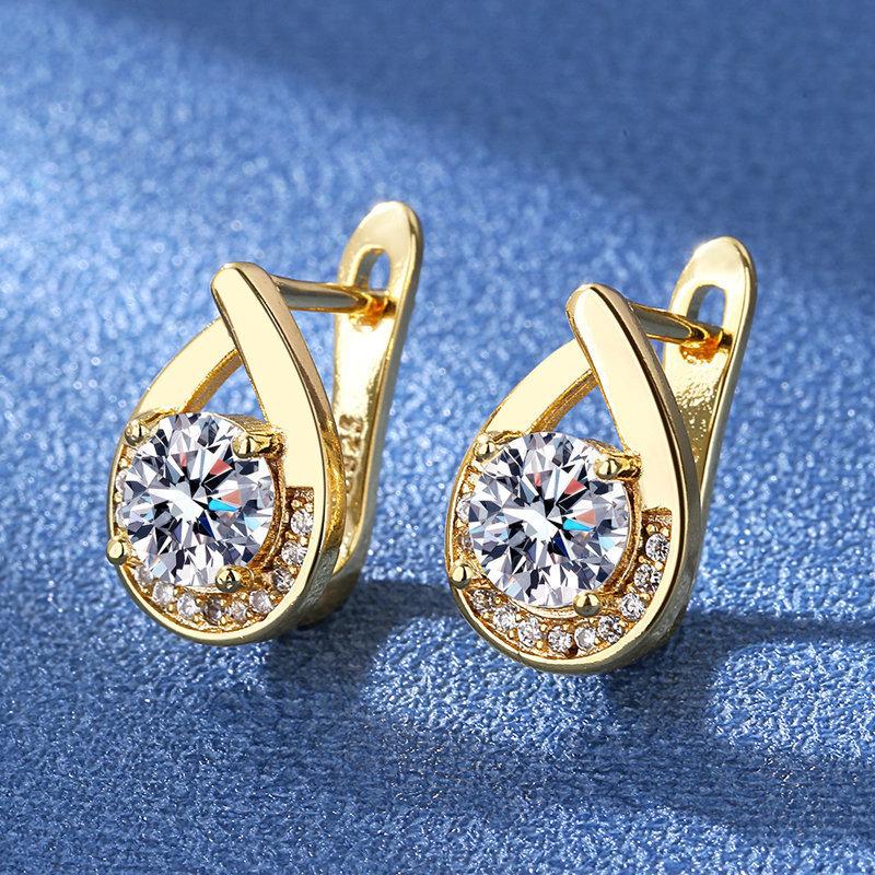 925 Silver Earrings For Women Round Zircon Earrings Sparkling Party Wedding Jewelry Gift Accessories