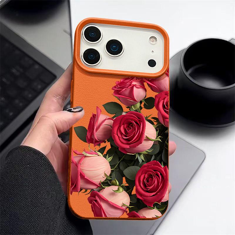 Luxury Rose Flower Phone Case For iPhone 17 Pro Max Funda iPhone 16 Pro Max 15 14 13 12 11 16e Air TPU Silicone Soft Cover Coque