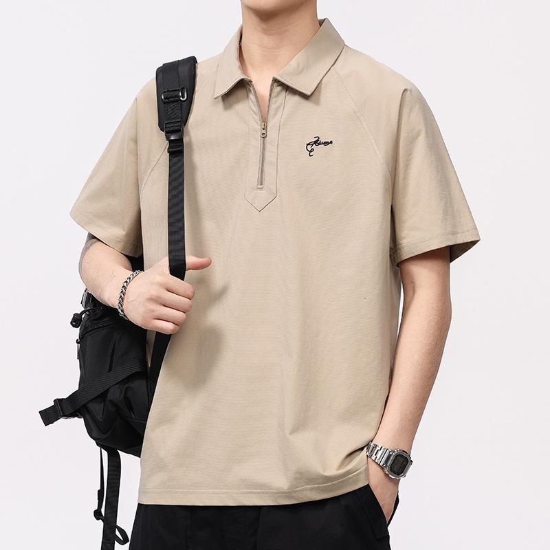 

Новая летняя футболка-поло мужская на молнии, полукардиган, с коротким рукавом, в стиле ретро 4XL