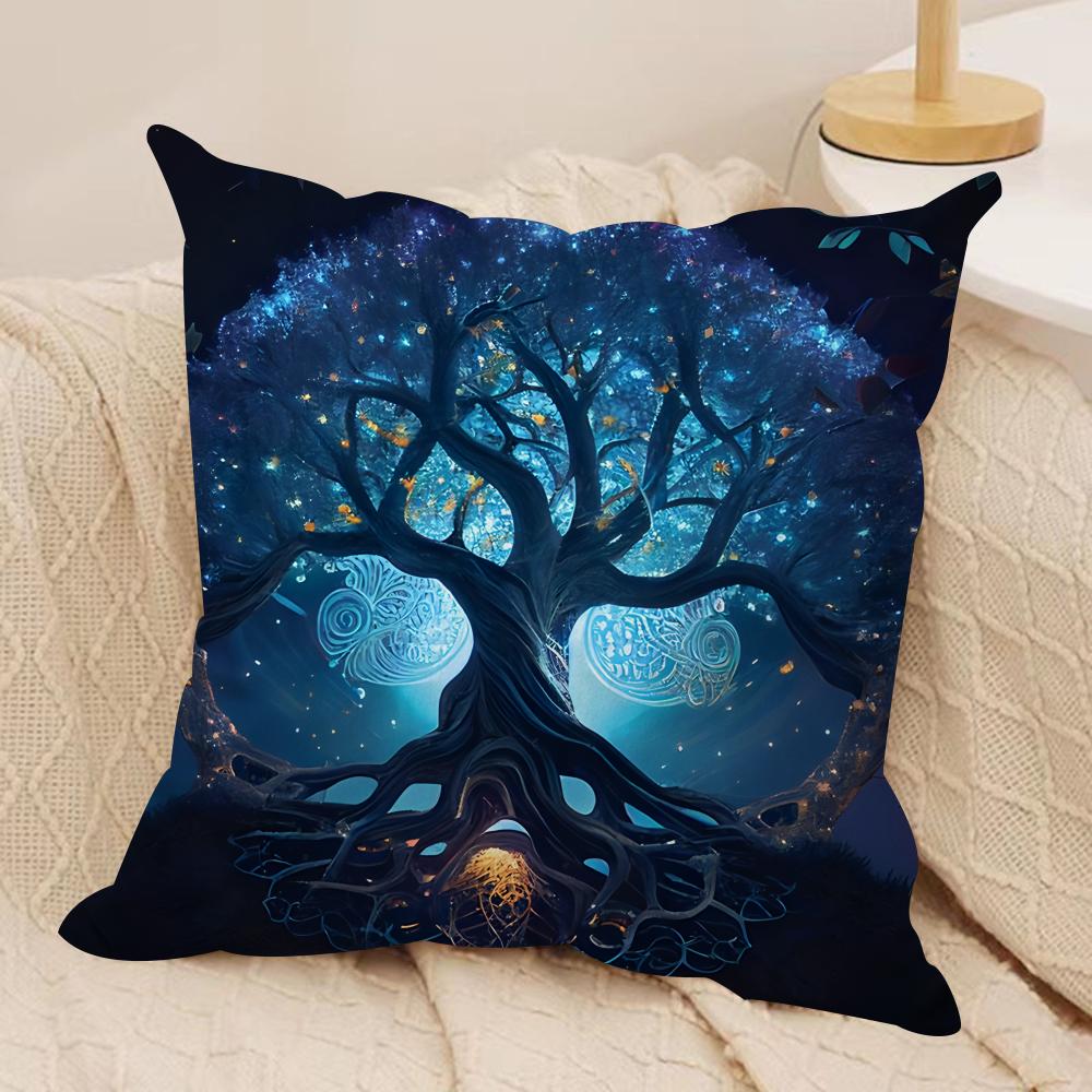 Tree Of Life Abstract Cushion Cover Silky Short Plush Invisible Zipper Dustproof Sofa Pillow Case For Home Decor