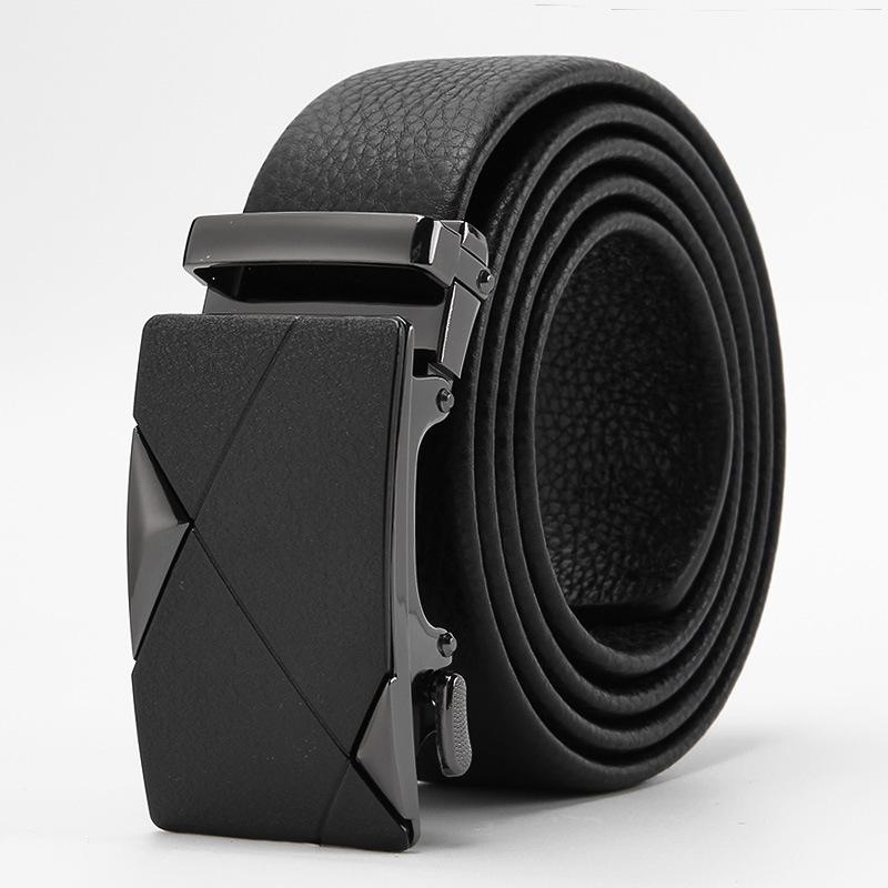 Frosted Automatic Buckle Edging Head Layer Cowhide Belt High End Business Casual Men's Trendy Belt
