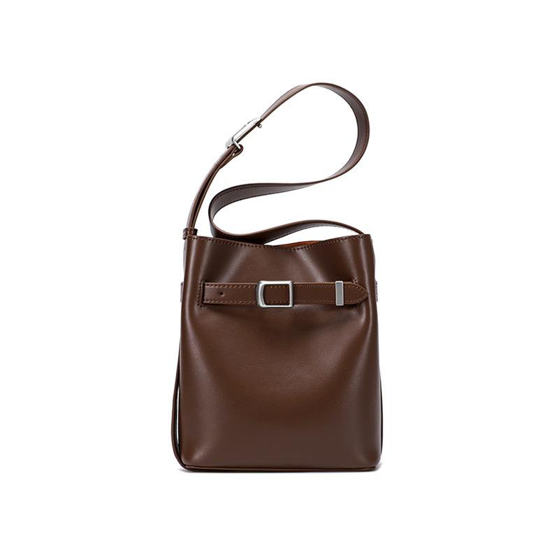 New leather women's bag bucket bag retro cowhide versatile bag shoulder messenger bag women