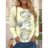 Fashion Women's Crew Neck Long Sleeve 3D Casual Color Printing Casual Long Sleeve Crew Neck T-Shirt