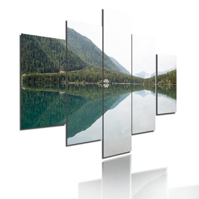 Sea Scenery Sunset Dusk Mountain Lake Landscape Poster  Canvas Painting 5 Pieces Modular Picture HD Print Wall Art Home Decor